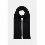 Mango black plain knitted fringed edge scarf on white background