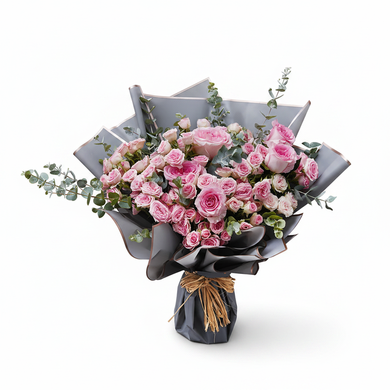 Flowrista exquisite pink roses bouquet on white background