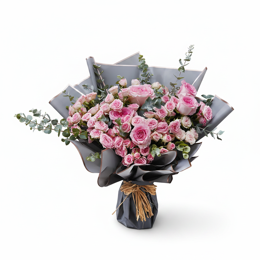 Flowrista exquisite pink roses bouquet on white background