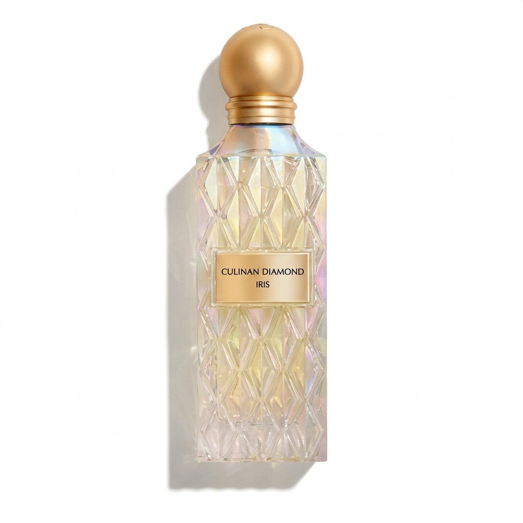 Cullinan Diamond Iris 150 ml pale faceted perfume bottle with gold-coloured spherical cap