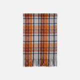 Mango caramel check plaid scarf with fringed ends on white background