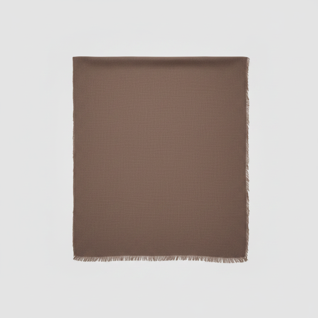 Mango medium brown frayed edge scarf 190x90cm solid color with raw edges