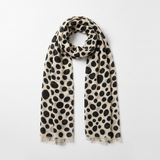 Mango ecru cream fluid fabric spots print frayed scarf 190x90cm