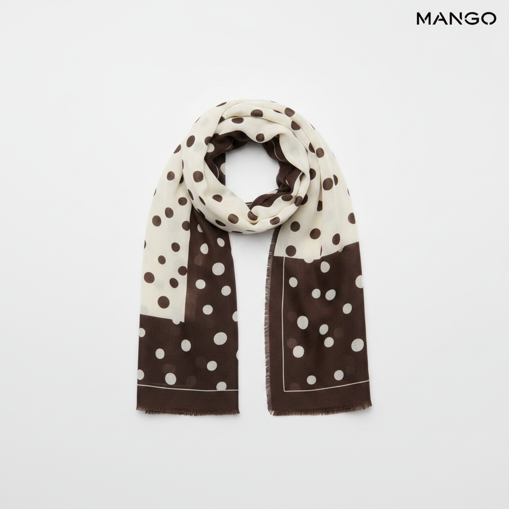 Mango chocolate spots print fluid scarf on white background