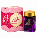 Bakhoor Saher Alkalmet purple jar with gold lid and original pink presentation box