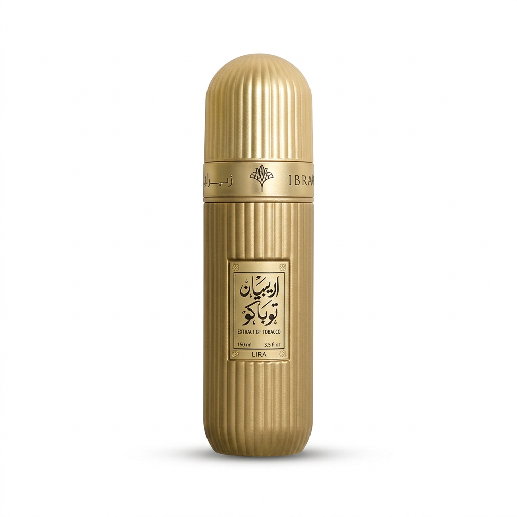 Arabian Tobacco 100 ml gold-coloured ribbed perfume bottle with domed cap