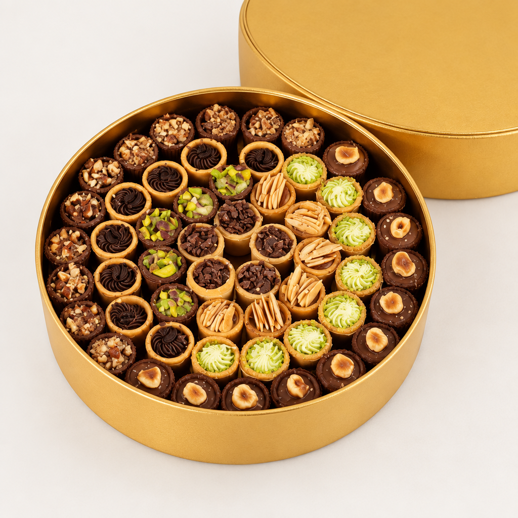 Mini Bitifur assorted chocolates in a round gold box
