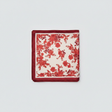 Mango burnt orange and red floral print square satin scarf on white background