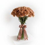 Flowrista caramel toffee carnations hand-tied bouquet with dusty rose satin ribbon bow
