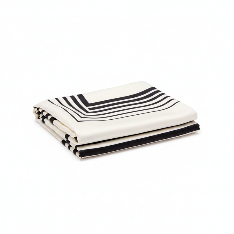 Mango ecru cream geometric printed foulard scarf on white background