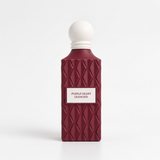 Purple Heart Diamond burgundy faceted perfume bottle with white round cap