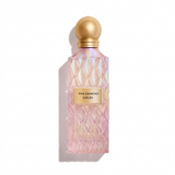 Pink Diamond Sakura 150 ml pale pink faceted perfume bottle with gold label and spherical gold cap