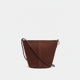 Parfois dark brown leather bucket bag with crossbody strap and magnetic closure
