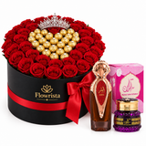 Asser perfume and Saher mamoul with Flowrista red rose chocolate and tiara hatbox
