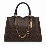 ALDO VIVIANA dark brown satchel with black handles and gold-tone chain