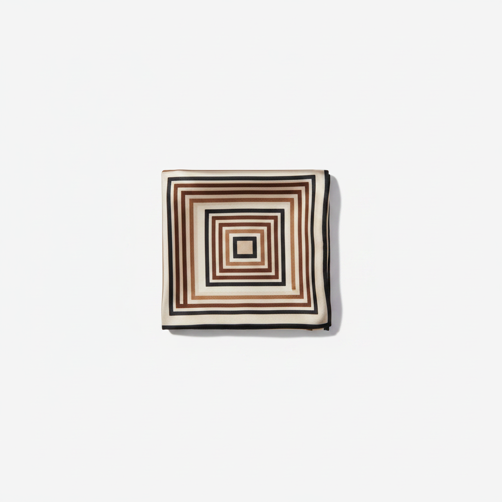 Mango beige geometric printed satin foulard scarf on white background