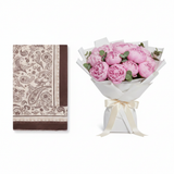 Mango Paisley Scarf with Pink Peony Bouquet
