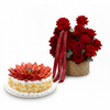 Mister Baker Strawberry Cake with Flowrista Red Roses Basket