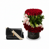 Parfois Black Bag with Flowrista Grand Red Roses Orchids Box