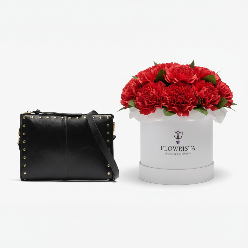 Parfois Black Crossbody with Flowrista Red Carnations