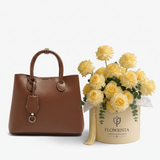 Parfois Brown Tote with Flowrista Yellow Roses