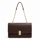Parfois Dark Brown Textured Shoulder Bag Gold Chain