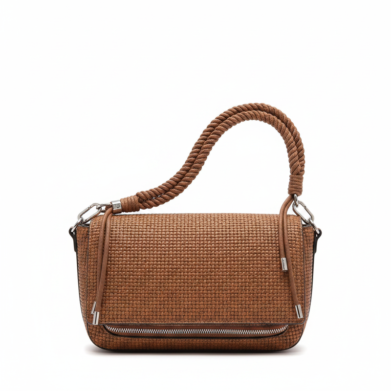 Parfois Natural Brown Straw Effect Crossbody