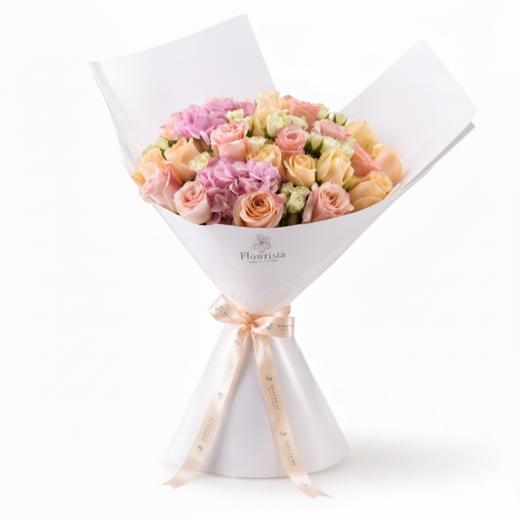 Pastel Roses Bouquet - Flowrista Branded
