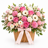 Pink-and-white flower basket product image