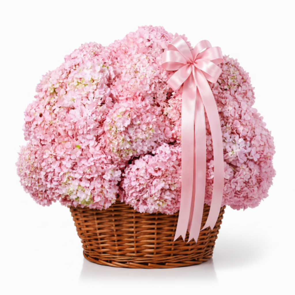 Pink Hydrangea Basket Only