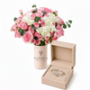Pink Roses Vase & Ring - Flowrista Logo on Vase