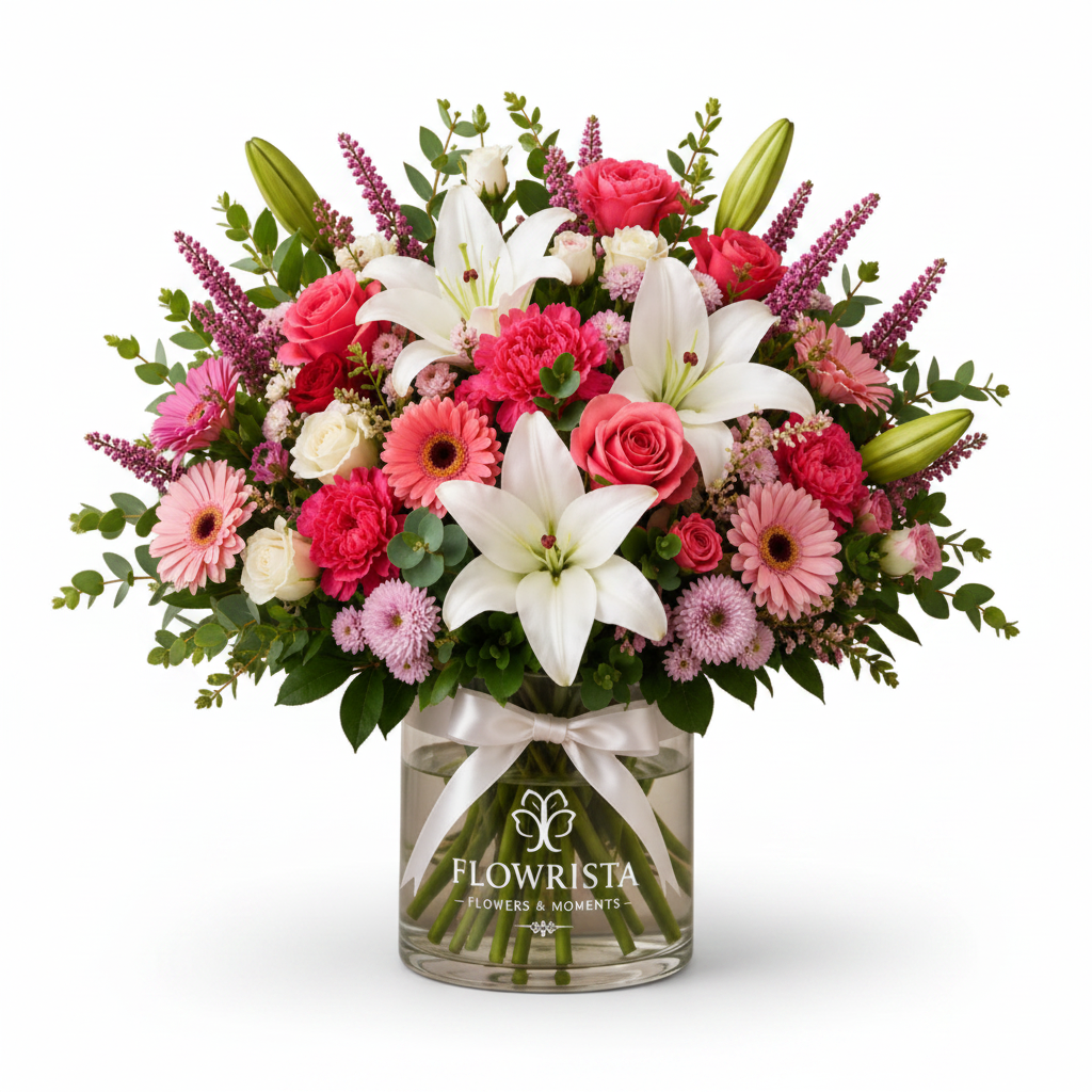 Pink & White Flowrista Vase - Clean White