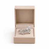 Princess Cut & Butterfly Bow Ring Set - Clean White