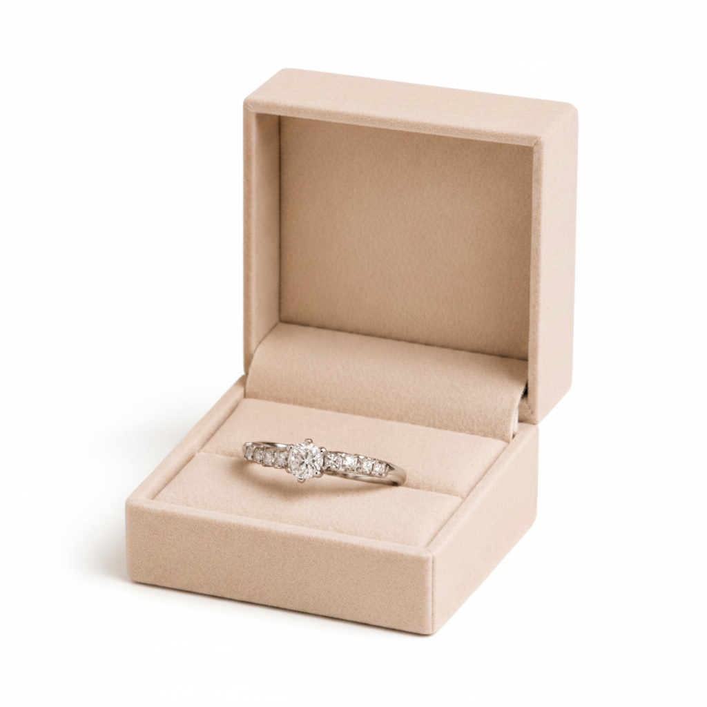 Princess Cut Eternity Ring in Beige Box - Clean White
