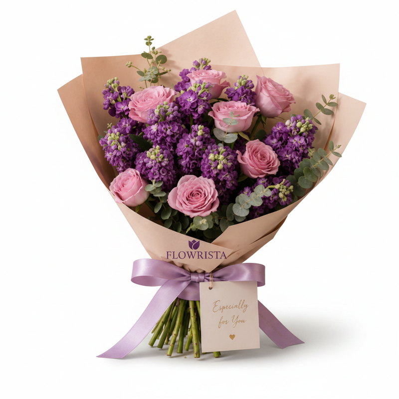 Purple & Pink Bouquet - Flowrista Brand on Wrap