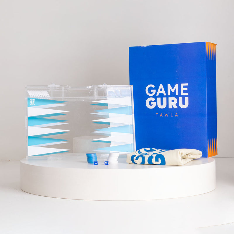Game Guru White & Turquoise Acrylic Tawla Set & Red Roses Bouquet