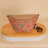 Pavo Fanny Pack Beige With Colorful Flowers