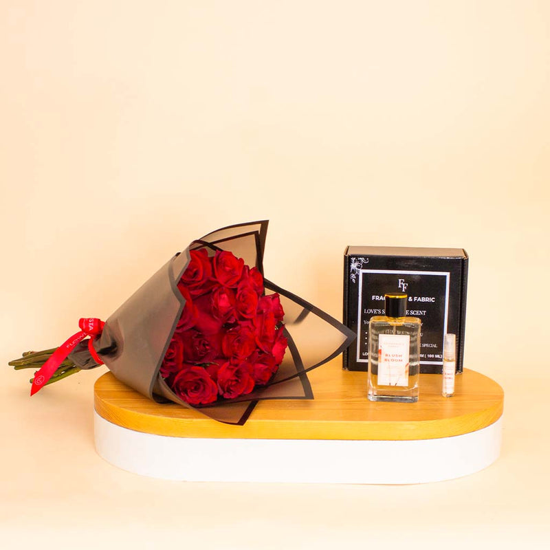 Fragrance & Fabric Blush Bloom for Woman & Red Roses Bouquet
