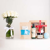 Areej Ultimate Relaxation Floral Gift Set & White Roses Vase