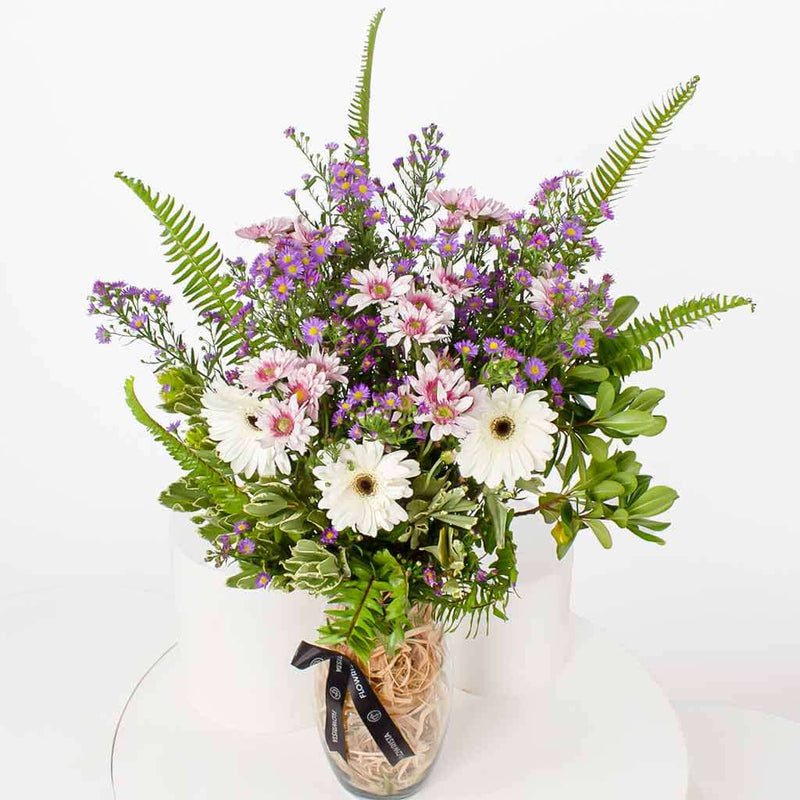 White Caranthantum & Gerbera Vase