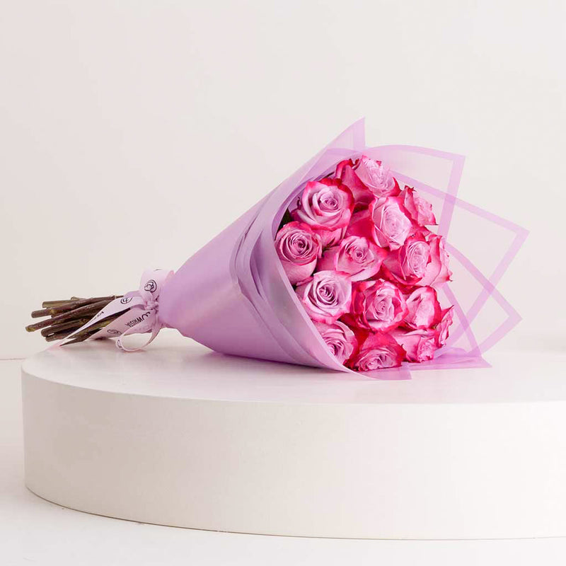 15 Deep Purple Rose Bouquet