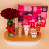 Bubblzz Cupcake Body Care Collection & Red Roses Vase