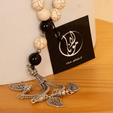 White Turquoise Rosary 33 beads and 15 pink roses