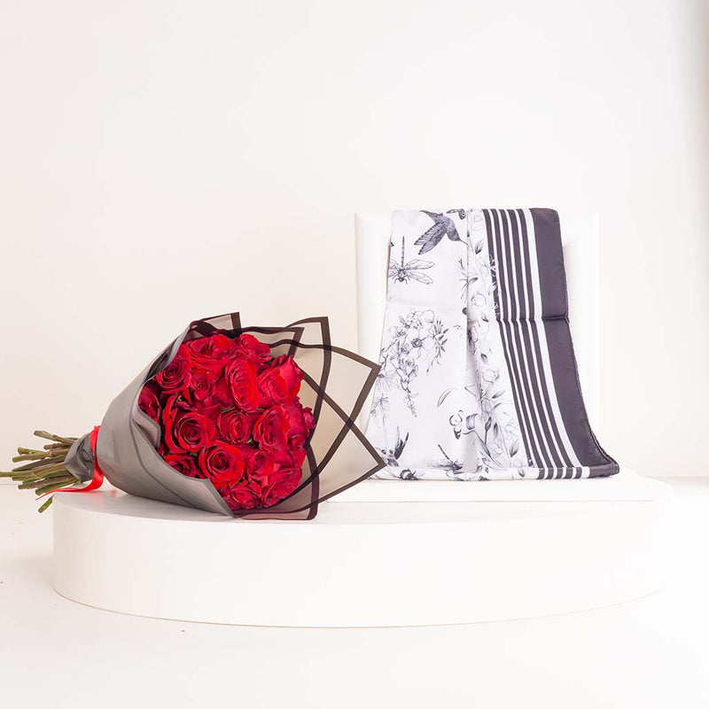 Velour Scarf Hams and 20 Red Roses
