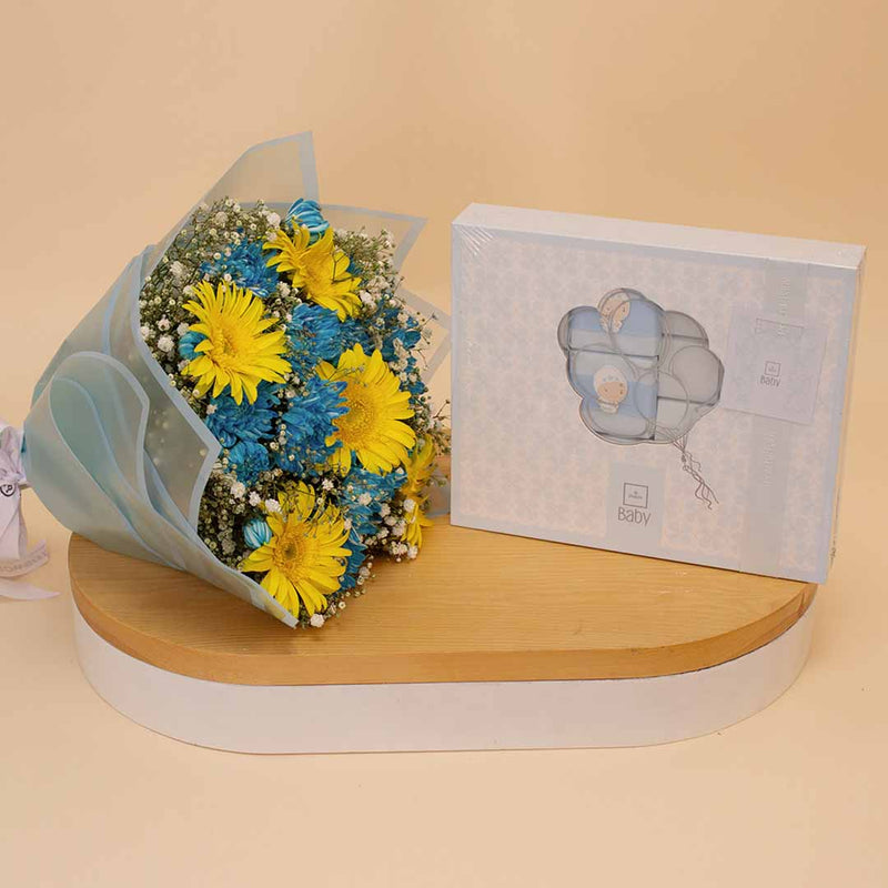 Patchi Little Boy Chocolate Box & Chrysanthemum & Gerbera Bouquet