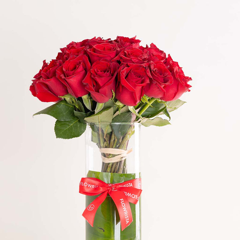 Red Roses Vase - 30 Stems