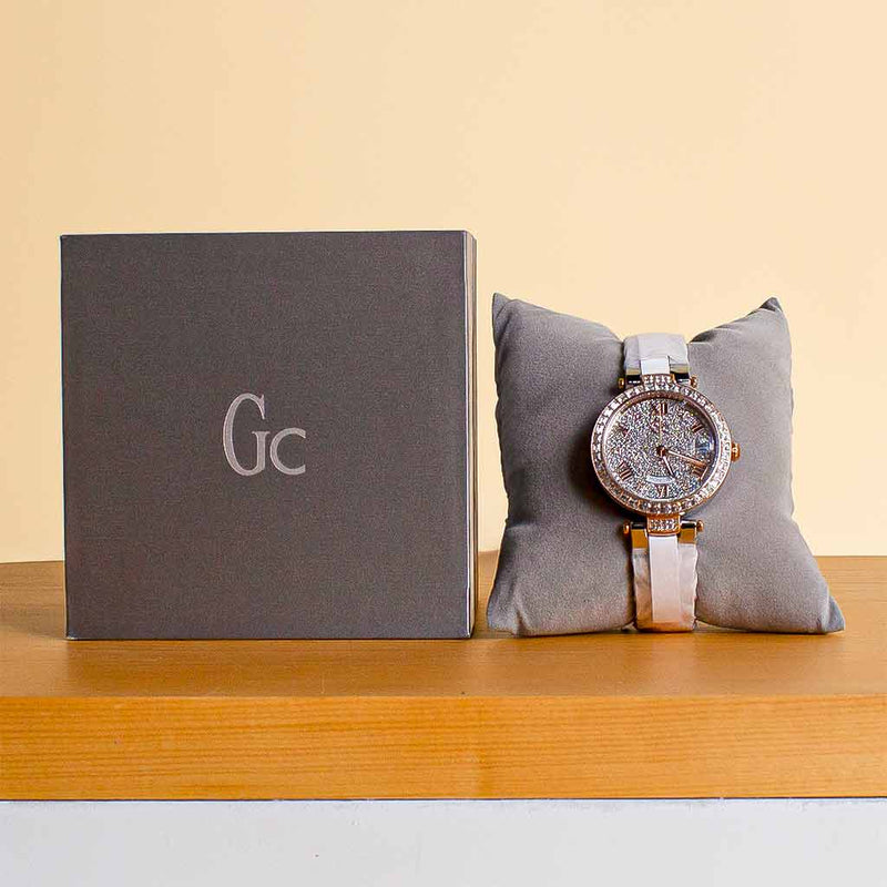 Guess Gc Flair 34mm Ladies Watch – Silver & Rose Gold, Crystal Set