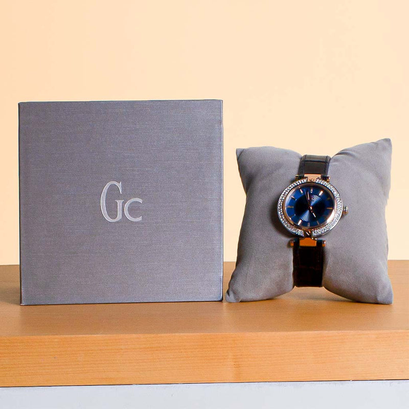 Vogue Quartz Watch - Rose Gold & Blue Elegance