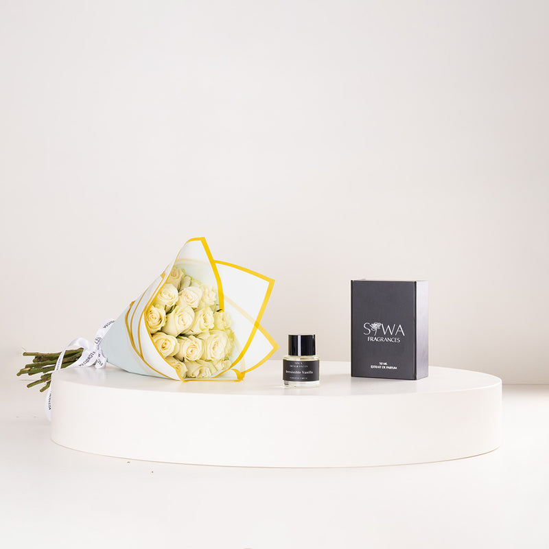 Siwa Irresistible Vanilla Eau de Parfum 50ml & White Roses Bouquet
