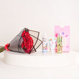 Bubblzz Blooming Love Body Care Bundle & Red Roses Bouquet
